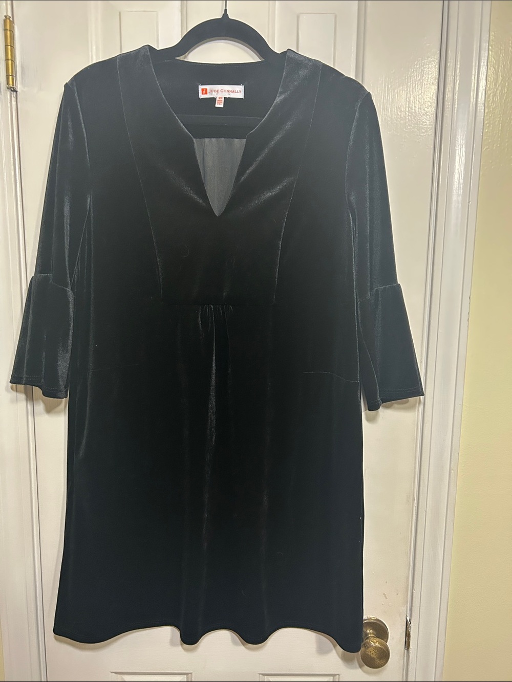 Jude Connally Kerry Stretch Velvet, Velvet A-Line Dress in Black, XS
